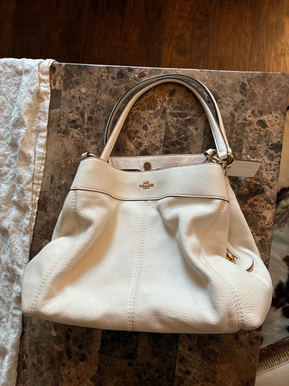 White leather Coach Lexy Shoulder Bag